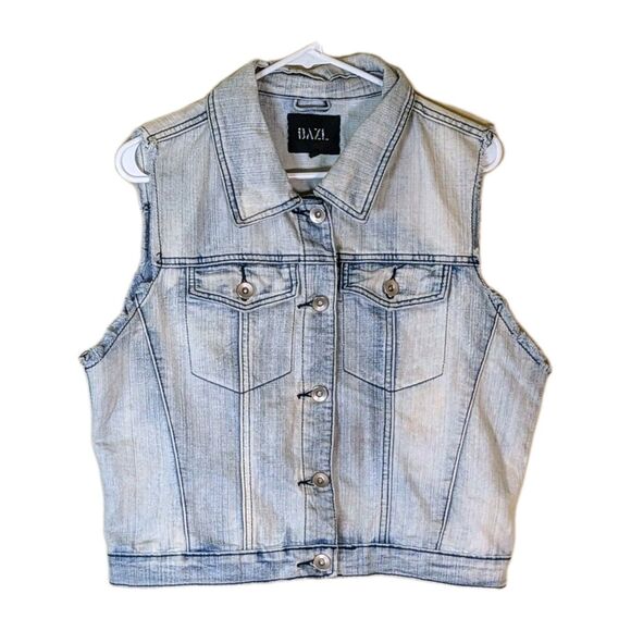 Vintage DAZL Denim Vest 1X Women’s Button-Up Washed Blue Jean Vest Plus Size 1X - Picture 1 of 7